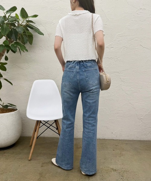 one after another NICE CLAUP（ワンアフターアナザーナイスクラップ）の「ぽこぽこカットトップス【ZOZO限定アイテム】（ポロシャツ・レディース・アイボリー/ブラック/ナチュラル・FREE）」の8枚目の写真