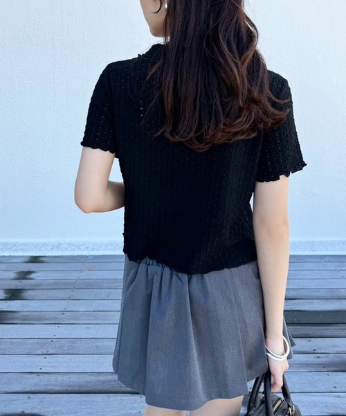 one after another NICE CLAUP（ワンアフターアナザーナイスクラップ）の「ぽこぽこカットトップス【ZOZO限定アイテム】（ポロシャツ・レディース・アイボリー/ブラック/ナチュラル・FREE）」の11枚目の写真