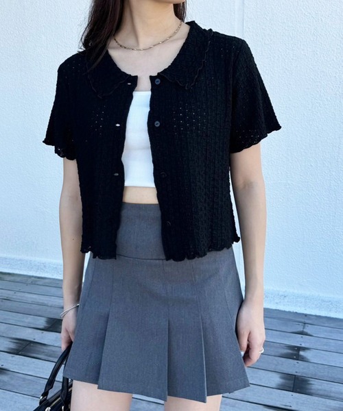 one after another NICE CLAUP（ワンアフターアナザーナイスクラップ）の「ぽこぽこカットトップス【ZOZO限定アイテム】（ポロシャツ・レディース・アイボリー/ブラック/ナチュラル・FREE）」の14枚目の写真