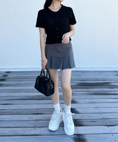 one after another NICE CLAUP（ワンアフターアナザーナイスクラップ）の「ぽこぽこカットトップス【ZOZO限定アイテム】（ポロシャツ・レディース・アイボリー/ブラック/ナチュラル・FREE）」の21枚目の写真