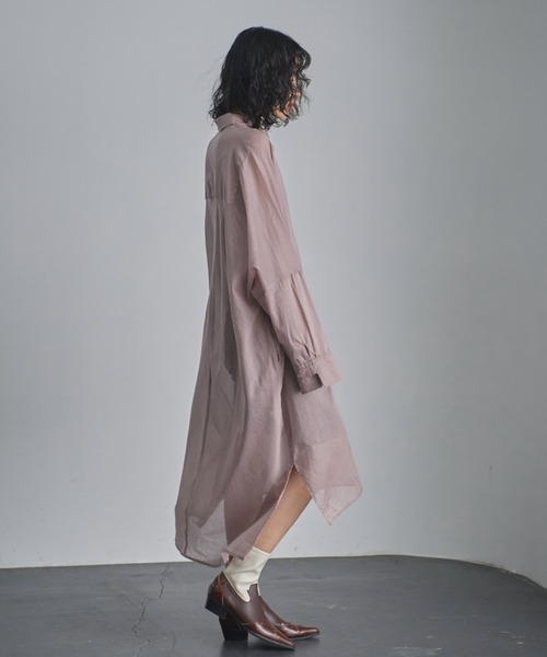 GENE HEAVENS（ジーンヘブンズ）の「(GENE HEAVENS)シアーコットン シャツワンピース（ワンピース・レディース・ピンク/ライトグリーン/ブラック・FREE）」の15枚目の写真