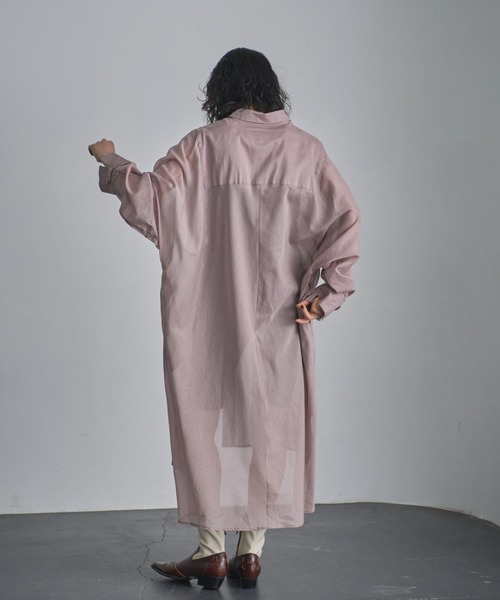 GENE HEAVENS（ジーンヘブンズ）の「(GENE HEAVENS)シアーコットン シャツワンピース（ワンピース・レディース・ピンク/ライトグリーン/ブラック・FREE）」の16枚目の写真