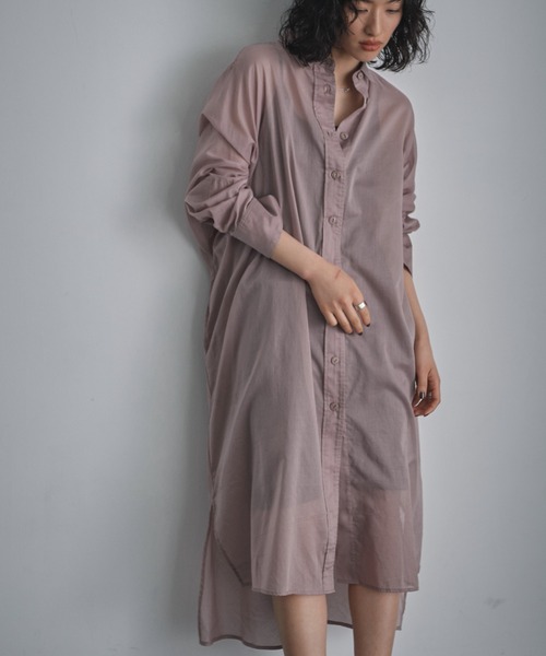 GENE HEAVENS（ジーンヘブンズ）の「(GENE HEAVENS)シアーコットン シャツワンピース（ワンピース・レディース・ピンク/ライトグリーン/ブラック・FREE）」の17枚目の写真