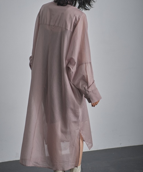 GENE HEAVENS（ジーンヘブンズ）の「(GENE HEAVENS)シアーコットン シャツワンピース（ワンピース・レディース・ピンク/ライトグリーン/ブラック・FREE）」の19枚目の写真