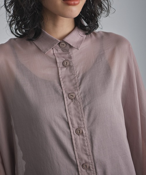 GENE HEAVENS（ジーンヘブンズ）の「(GENE HEAVENS)シアーコットン シャツワンピース（ワンピース・レディース・ピンク/ライトグリーン/ブラック・FREE）」の20枚目の写真