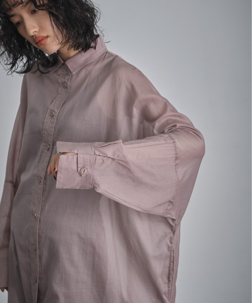 GENE HEAVENS（ジーンヘブンズ）の「(GENE HEAVENS)シアーコットン シャツワンピース（ワンピース・レディース・ピンク/ライトグリーン/ブラック・FREE）」の21枚目の写真