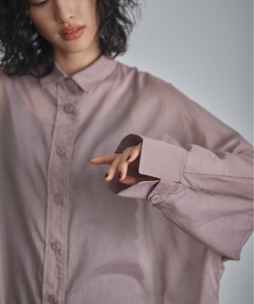 GENE HEAVENS（ジーンヘブンズ）の「(GENE HEAVENS)シアーコットン シャツワンピース（ワンピース・レディース・ピンク/ライトグリーン/ブラック・FREE）」の22枚目の写真