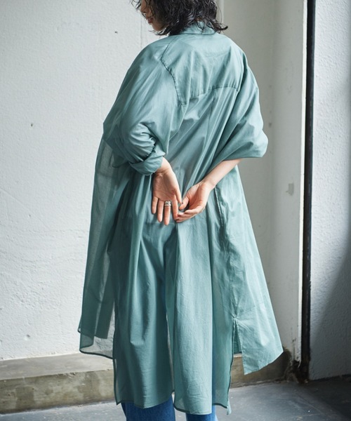 GENE HEAVENS（ジーンヘブンズ）の「(GENE HEAVENS)シアーコットン シャツワンピース（ワンピース・レディース・ピンク/ライトグリーン/ブラック・FREE）」の13枚目の写真