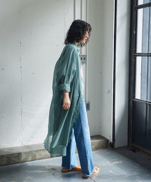 GENE HEAVENS（ジーンヘブンズ）の「(GENE HEAVENS)シアーコットン シャツワンピース（ワンピース・レディース・ピンク/ライトグリーン/ブラック・FREE）」の9枚目の写真