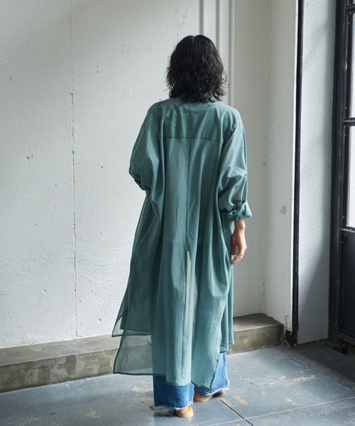 GENE HEAVENS（ジーンヘブンズ）の「(GENE HEAVENS)シアーコットン シャツワンピース（ワンピース・レディース・ピンク/ライトグリーン/ブラック・FREE）」の10枚目の写真