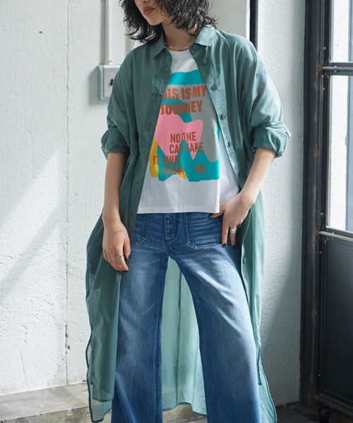 GENE HEAVENS（ジーンヘブンズ）の「(GENE HEAVENS)シアーコットン シャツワンピース（ワンピース・レディース・ピンク/ライトグリーン/ブラック・FREE）」の11枚目の写真