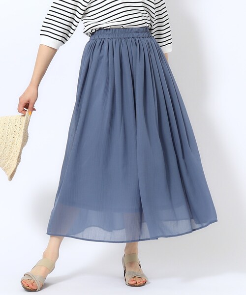 SHOO・LA・RUE（シューラルー）の「◆【歩くたび揺れる】上品な透け感カラーボイルスカート（スカート・レディース・ベージュ/ブラック/ライトグレー/イエロー/ブルー系その他/ダークオレンジ・00）」の5枚目の写真