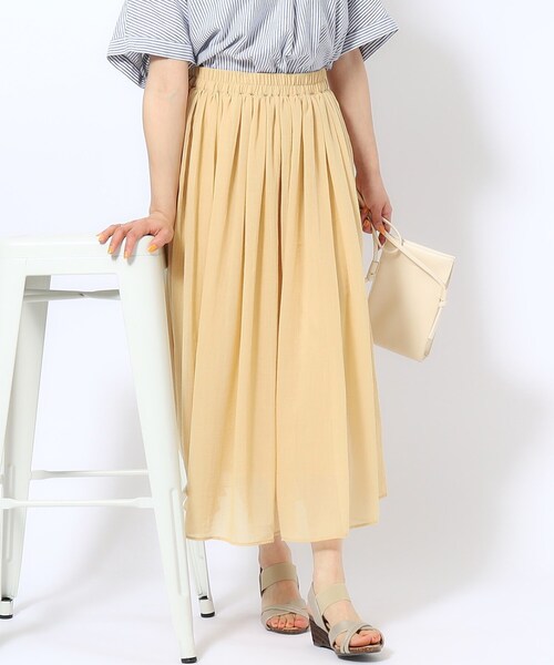 SHOO・LA・RUE（シューラルー）の「◆【歩くたび揺れる】上品な透け感カラーボイルスカート（スカート・レディース・ベージュ/ブラック/ライトグレー/イエロー/ブルー系その他/ダークオレンジ・00）」の6枚目の写真