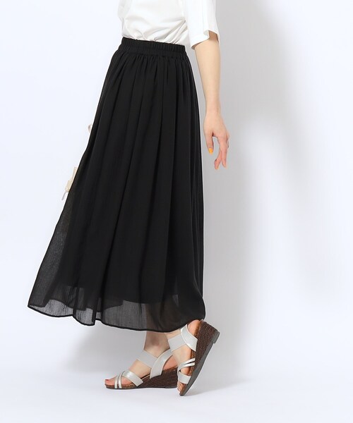 SHOO・LA・RUE（シューラルー）の「◆【歩くたび揺れる】上品な透け感カラーボイルスカート（スカート・レディース・ベージュ/ブラック/ライトグレー/イエロー/ブルー系その他/ダークオレンジ・00）」の9枚目の写真