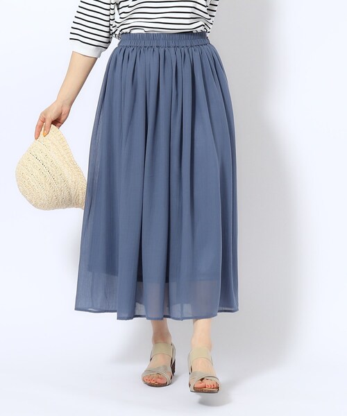 SHOO・LA・RUE（シューラルー）の「◆【歩くたび揺れる】上品な透け感カラーボイルスカート（スカート・レディース・ベージュ/ブラック/ライトグレー/イエロー/ブルー系その他/ダークオレンジ・00）」の16枚目の写真