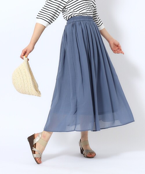 SHOO・LA・RUE（シューラルー）の「◆【歩くたび揺れる】上品な透け感カラーボイルスカート（スカート・レディース・ベージュ/ブラック/ライトグレー/イエロー/ブルー系その他/ダークオレンジ・00）」の17枚目の写真