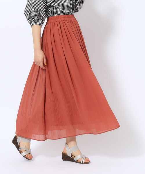 SHOO・LA・RUE（シューラルー）の「◆【歩くたび揺れる】上品な透け感カラーボイルスカート（スカート・レディース・ベージュ/ブラック/ライトグレー/イエロー/ブルー系その他/ダークオレンジ・00）」の20枚目の写真