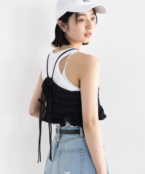 RAGEBLUE（レイジブルー）の「バックリボン/フクレジャガードフリルビスチェ（ベスト・レディース・ブラック/ホワイト・FREE）」の2枚目の写真