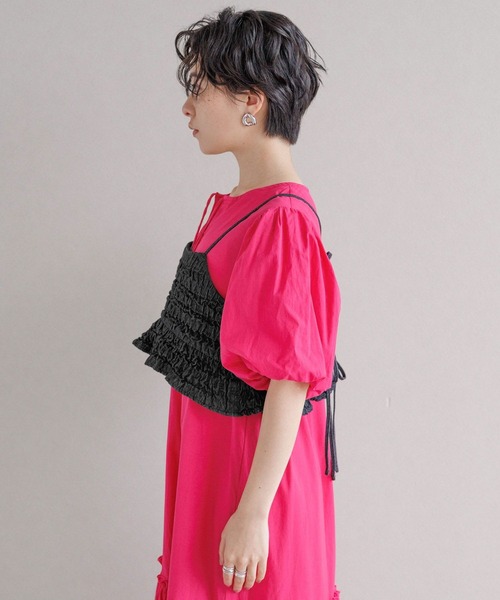 RAGEBLUE（レイジブルー）の「バックリボン/フクレジャガードフリルビスチェ（ベスト・レディース・ブラック/ホワイト・FREE）」の3枚目の写真