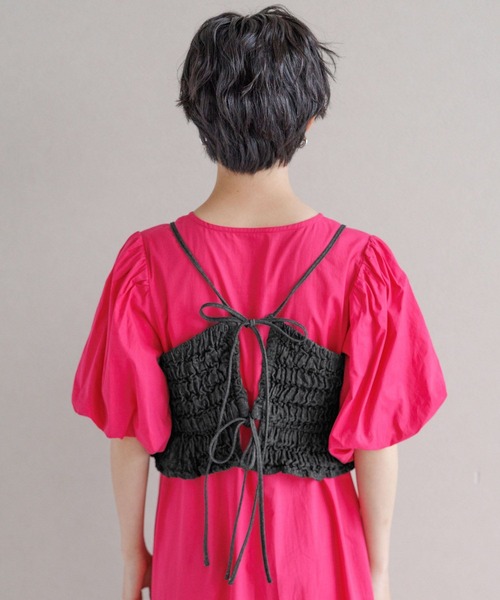 RAGEBLUE（レイジブルー）の「バックリボン/フクレジャガードフリルビスチェ（ベスト・レディース・ブラック/ホワイト・FREE）」の4枚目の写真