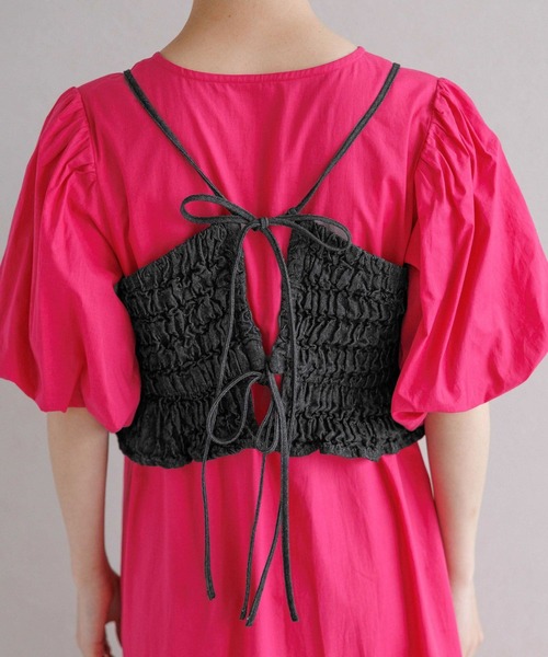 RAGEBLUE（レイジブルー）の「バックリボン/フクレジャガードフリルビスチェ（ベスト・レディース・ブラック/ホワイト・FREE）」の5枚目の写真