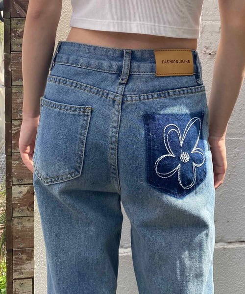 NANEA(ナネア)の「フラワーモチーフ刺繍入りデニムワイドパンツ(デニムパンツ・レディース・ブルー・MEDIUM/LARGE/X-LARGE/SMALL)」の21枚目の写真