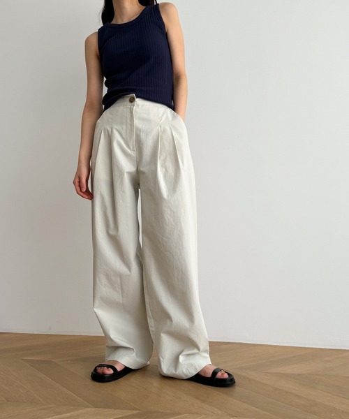 CANAL JEAN（キャナルジーン）の「El mar　コットンダブルタックパンツ（その他パンツ・レディース・ライトベージュ/ライトカーキ/ネイビー・ONE SIZE）」の10枚目の写真