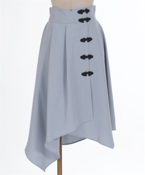 axes femme POETIQUE（アクシーズファムポエティック）の「チャイナボタンイレヘムスカート（スカート・レディース・ダークグリーン/グレー/ブラック・MEDIUM）」の4枚目の写真