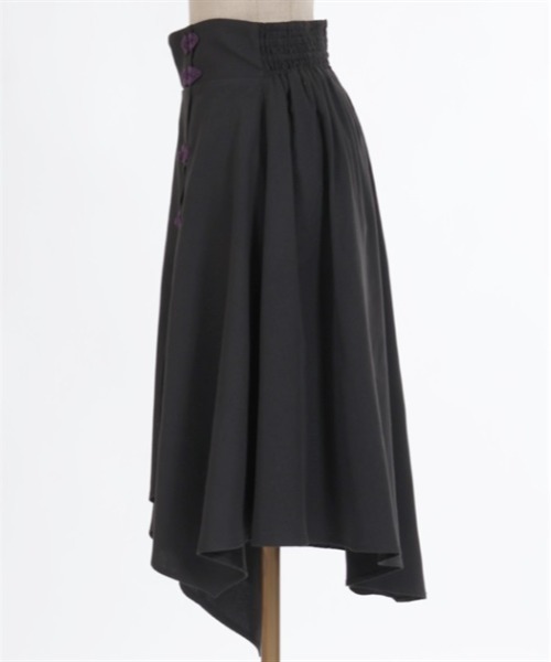 axes femme POETIQUE（アクシーズファムポエティック）の「チャイナボタンイレヘムスカート（スカート・レディース・ダークグリーン/グレー/ブラック・MEDIUM）」の14枚目の写真