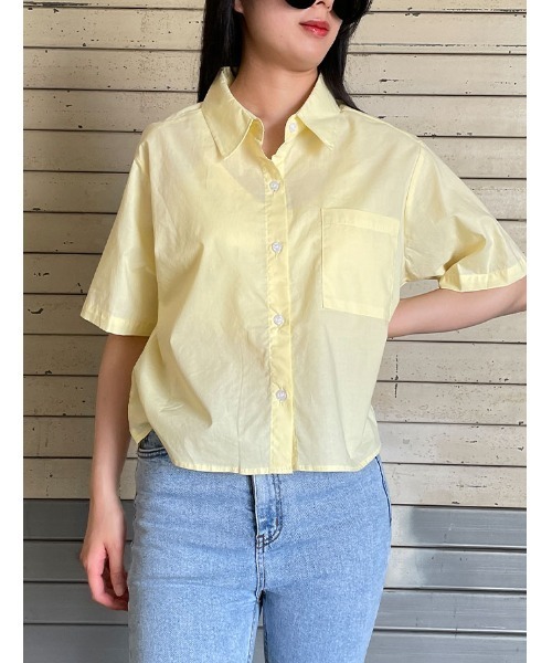 VIVID LADY(ビビッドレディー)の「襟付きシャツブラウス 全3色 可愛い(シャツ/ブラウス・レディース・イエロー/スカイブルー/アイボリー・FREE)」の3枚目の写真