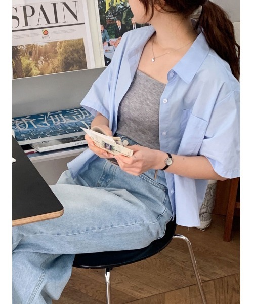 VIVID LADY(ビビッドレディー)の「襟付きシャツブラウス 全3色 可愛い(シャツ/ブラウス・レディース・イエロー/スカイブルー/アイボリー・FREE)」の21枚目の写真