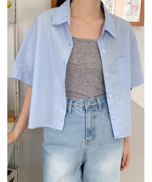 VIVID LADY(ビビッドレディー)の「襟付きシャツブラウス 全3色 可愛い(シャツ/ブラウス・レディース・イエロー/スカイブルー/アイボリー・FREE)」の5枚目の写真
