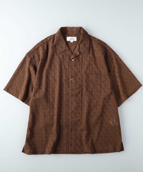 Right-on（ライトオン）の「レースオープンカラーシャツ（シャツ/ブラウス・メンズ・ブラック/オリーブ/ブラウン・L/XL/M）」の2枚目の写真