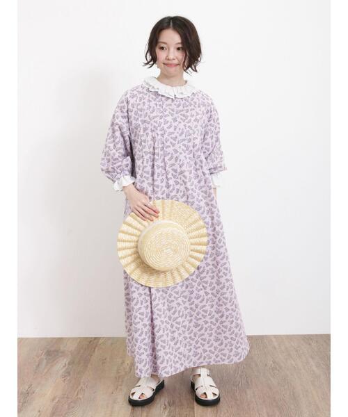 Samansa Mos2(サマンサ モスモス)の「実柄後ろリボンワンピース(ワンピース・レディース・キナリ/ブラック/ピンク・F)」の1枚目の写真