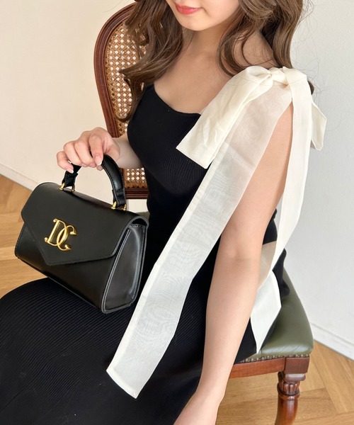 DEICY(デイシー)の「ショルダーリボンニットワンピース(ワンピース・レディース・ピンク/ベージュ系その他/ブラック・FREE)」の5枚目の写真