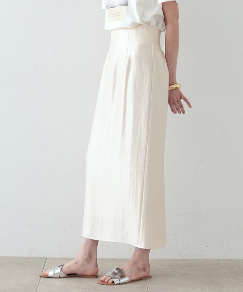 GALLEST（ギャレスト）の「◆シャインロングナロースカート（スカート・レディース・アイボリー/ブラック/ブラウン系・36/38）」の14枚目の写真
