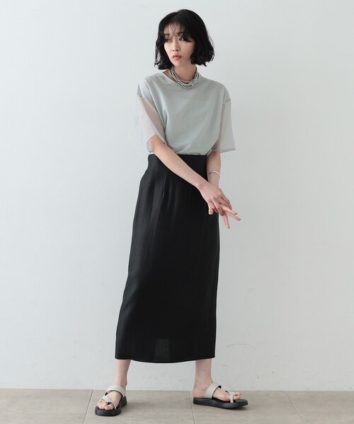 GALLEST（ギャレスト）の「◆シャインロングナロースカート（スカート・レディース・アイボリー/ブラック/ブラウン系・36/38）」の22枚目の写真