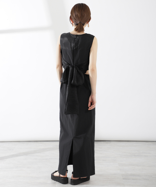 ☆新品☆IENAイエナ　Mi＊バックリボンAラインワンピース　38黒 イエナ】ワンピース バックリボンAラインワンピース38
