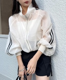 one after another NICE CLAUP | ライン入りシアーショートブルゾン(ブルゾン)