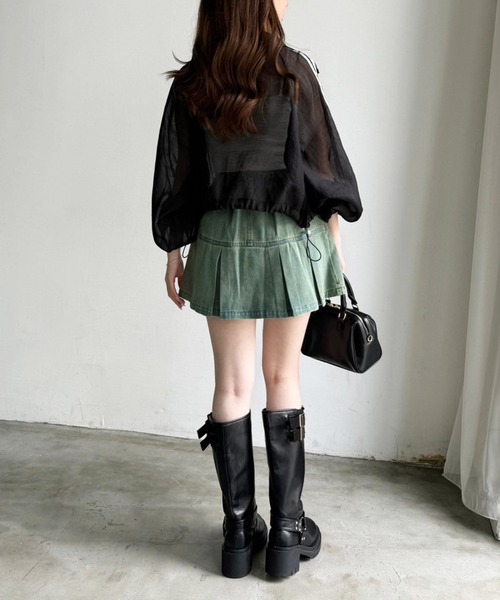 one after another NICE CLAUP（ワンアフターアナザーナイスクラップ）の「ライン入りシアーショートブルゾン（ブルゾン・レディース・オフホワイト/ブラック/アイボリー/ピンク・FREE）」の9枚目の写真