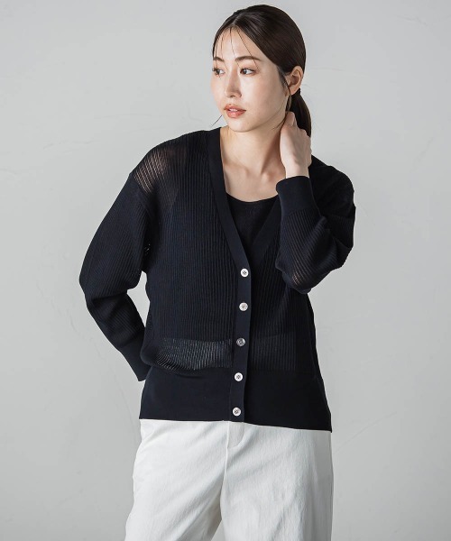 【セール】メッシュニットカーディガン≪手洗い可能≫（カーディガン/ボレロ）｜la.f…（ラエフ）