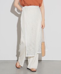 【2点セット】ラップレースチュールスカート × セルフカット リブパンツ