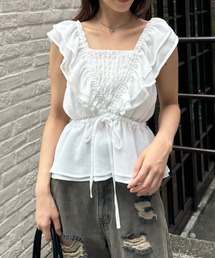 【完売カラー再販/新色追加】フリルペプラムブラウス
