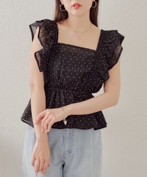 【完売カラー再販/新色追加】フリルペプラムブラウス