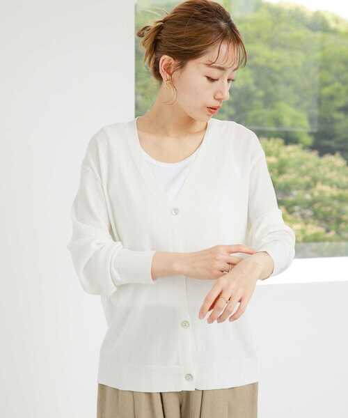 URBAN RESEARCH Sonny Label（アーバンリサーチサニーレーベル）の「『イージーケア/UVカット』ミドル丈Vネックカーディガン（カーディガン/ボレロ・レディース・オフホワイト/ブルー系その他/ブラック/グレー・FREE）」の10枚目の写真