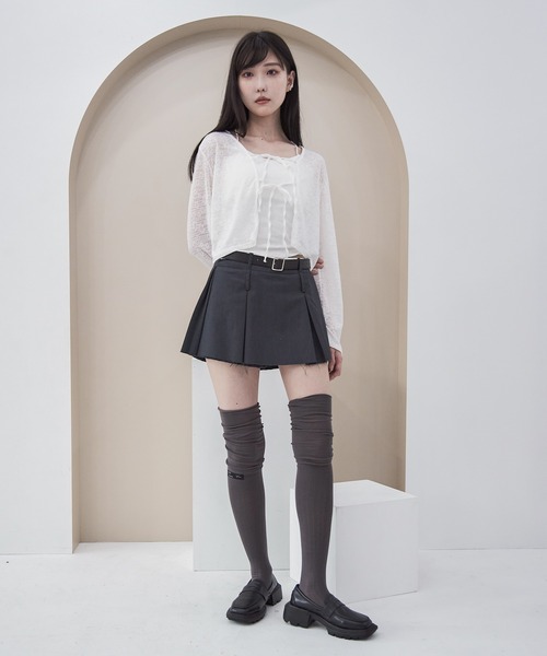 SALE【AMI】プリーツ ストレートヘム ミニスカート セール】イレヘムプリーツミニスカート（スカート）｜one after