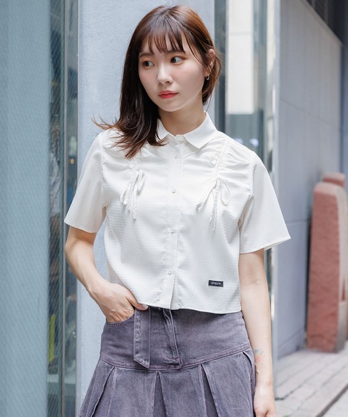 3.3 Field Trip （3.3フィールドトリップ）の「3.3 Field Trip／ドロストリボンシャツ（シャツ/ブラウス・レディース・ホワイト/ネイビー/ライトグリーン・FREE）」の2枚目の写真