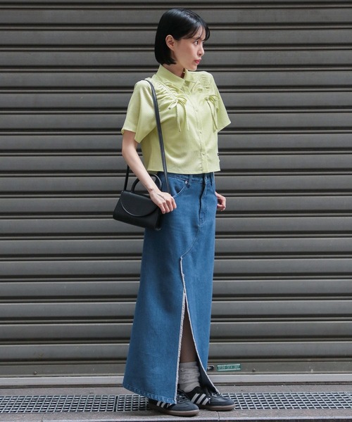 3.3 Field Trip （3.3フィールドトリップ）の「3.3 Field Trip／ドロストリボンシャツ（シャツ/ブラウス・レディース・ホワイト/ネイビー/ライトグリーン・FREE）」の10枚目の写真