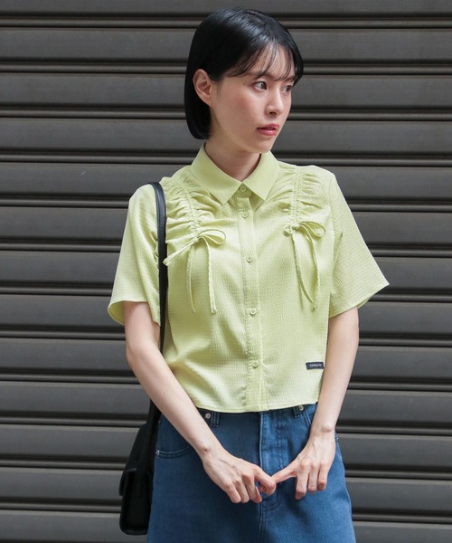 3.3 Field Trip （3.3フィールドトリップ）の「3.3 Field Trip／ドロストリボンシャツ（シャツ/ブラウス・レディース・ホワイト/ネイビー/ライトグリーン・FREE）」の8枚目の写真