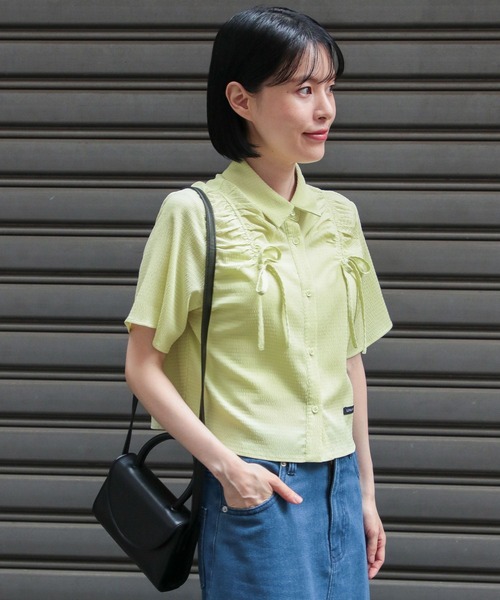 3.3 Field Trip （3.3フィールドトリップ）の「3.3 Field Trip／ドロストリボンシャツ（シャツ/ブラウス・レディース・ホワイト/ネイビー/ライトグリーン・FREE）」の7枚目の写真